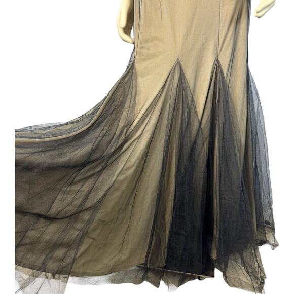 DEB mermaid style nude, black mesh overlay jeweled neckline sleeveless size 14 - Picture 8 of 16